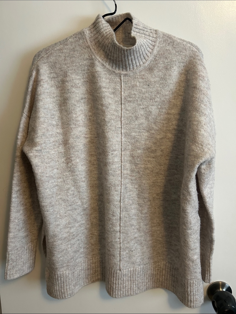 Women’s Mock Neck Sweater in Light Heather Taupe